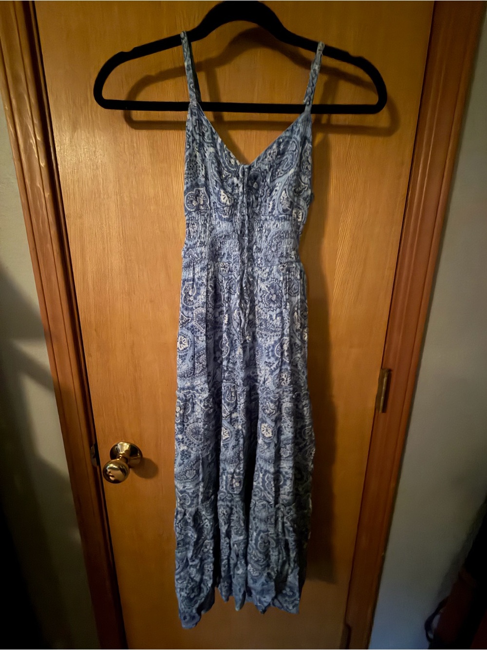 Hollister Blue Paisley Spaghetti-Strap Maxi Dress